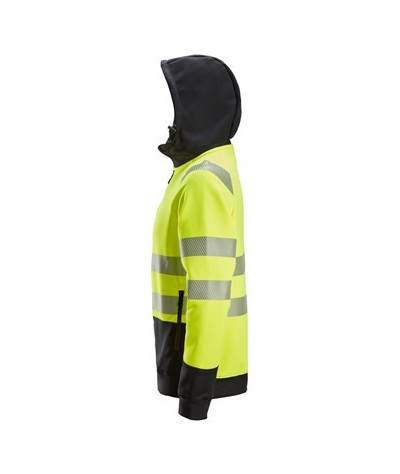 High-visibility hoodie with full-length zipper, class 2