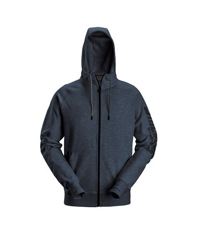 Logo hoodie with full-length zipper