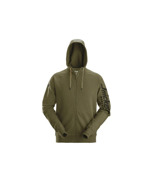 Logo hoodie with full-length zipper