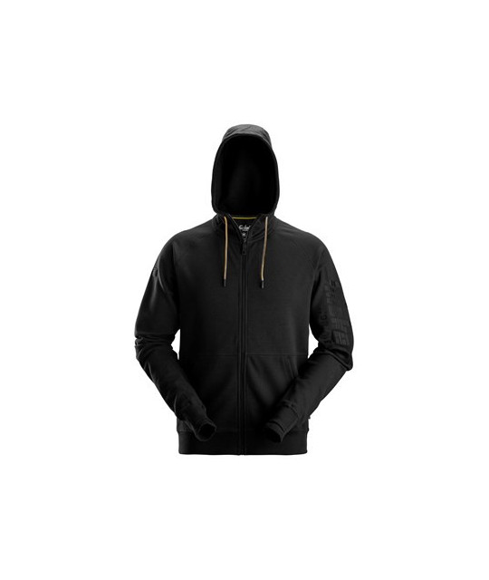 Logo hoodie with full-length zipper