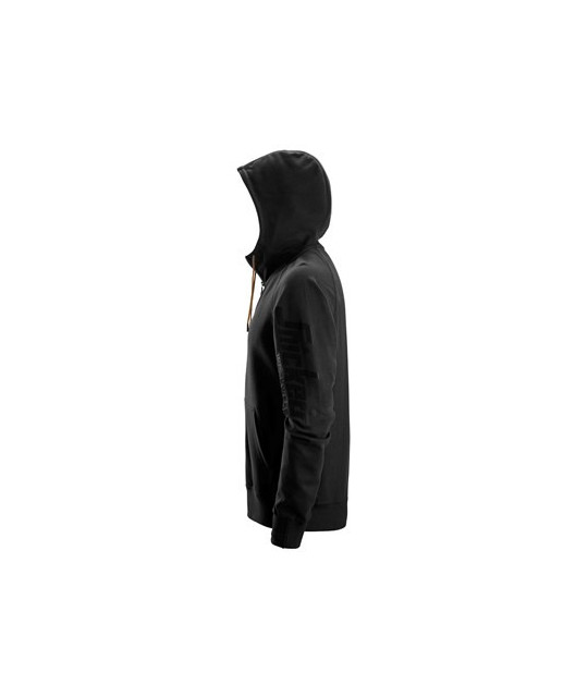 Logo hoodie with full-length zipper