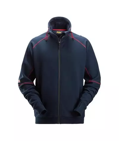 Sweater with arc protection and full-length zipper