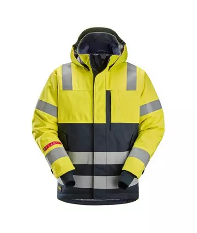 Snickers Workwear Vattentät fodrad jacka med huva, varsel klass 3, ...