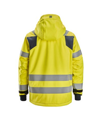Waterproof, lined high-visibility jacket with hood, class 3