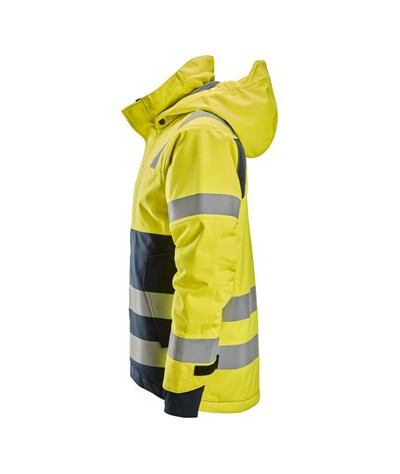 Waterproof, lined high-visibility jacket with hood, class 3