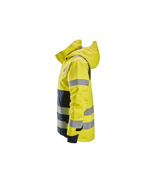 Waterproof, lined high-visibility jacket with hood, class 3