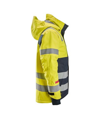 Waterproof, lined high-visibility jacket with hood, class 3