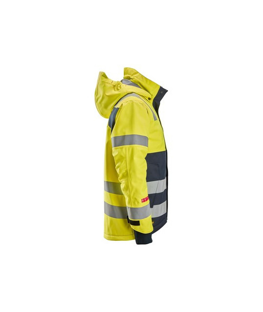 Waterproof, lined high-visibility jacket with hood, class 3