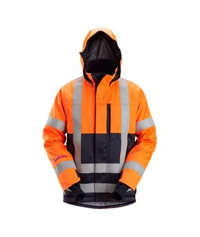 Snickers Workwear Fodrad varseljacka med huva, varsel klass 3, Snic...