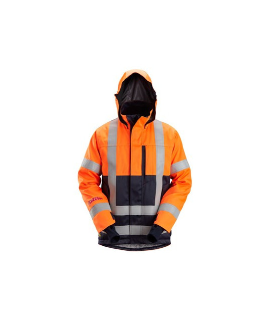 Lined high-visibility jacket with hood, visibility class 3