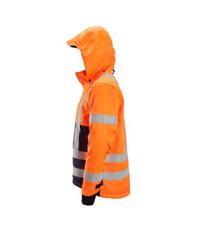 Lined high-visibility jacket with hood, visibility class 3