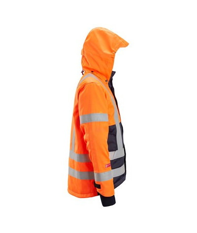 Snickers Workwear Fodrad varseljacka med huva, varsel klass 3, Snic...