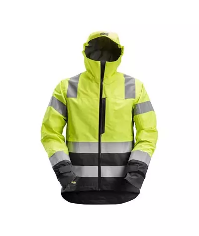 Waterproof shell jacket, high visibility garment class 3