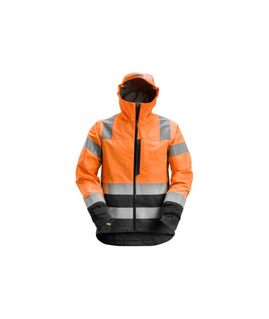 Waterproof shell jacket, high visibility garment class 3
