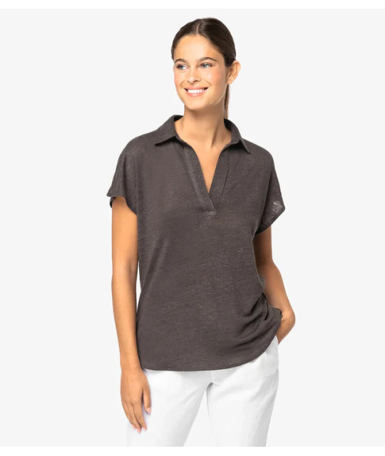 SPASSO Ladies’ linen polo shirt | ADT Tryck