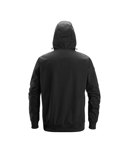 Snickers Workwear Windproof hooded top in stretch fabric with a half-length zip