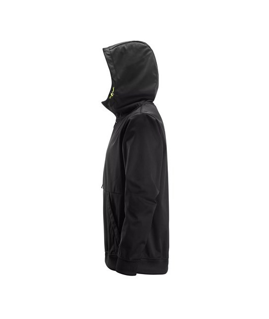 Snickers Workwear Windproof hooded top in stretch fabric with a half-length zip