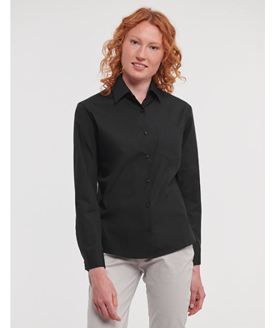 Ladies' Long Sleeve Classic Pure Cotton Poplin Shirt
