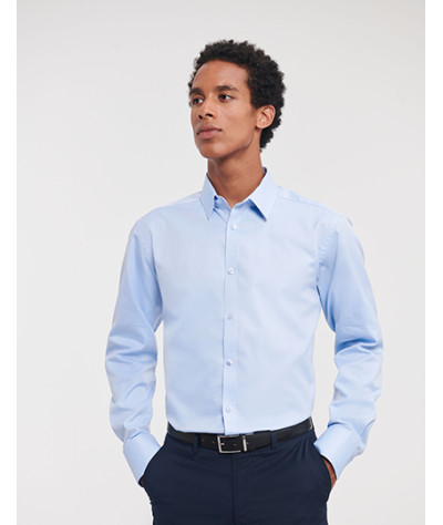 Men's Long Sleeve Tailored Herringbone Shirt
