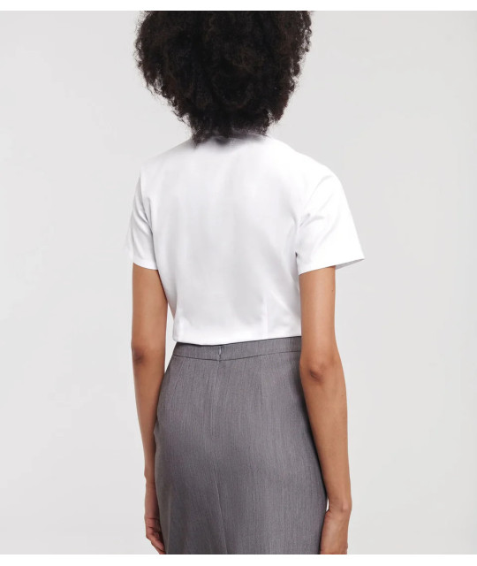 Ladies' Short Sleeve Tailored Herringbone Shirt