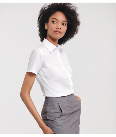 Ladies' Short Sleeve Tailored Herringbone Shirt