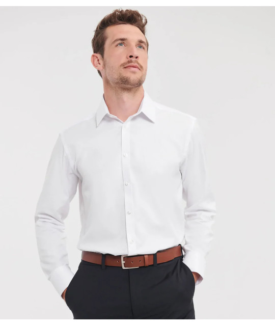 Men's Long Sleeve Tailored Herringbone Shirt