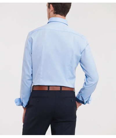 Men's Long Sleeve Tailored Contrast Herringbone Shirt
