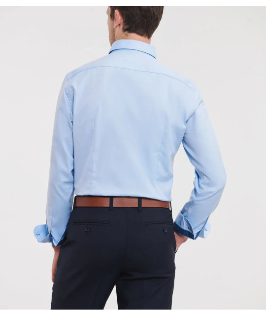 Men's Long Sleeve Tailored Contrast Herringbone Shirt