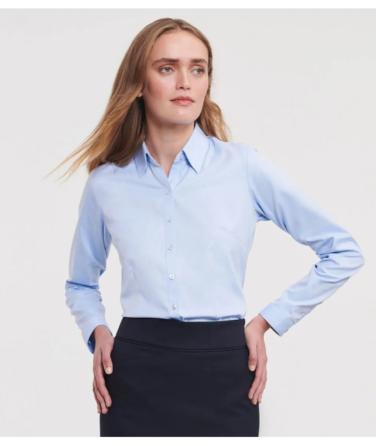 Ladies' Long Sleeve Tailored Herringbone Shirt