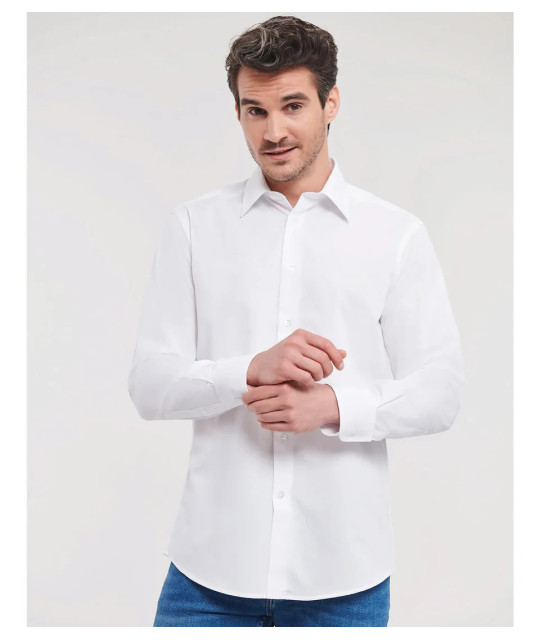 Russell Athletic Collection Men's Long Sleeve Tailored Polycotton P...