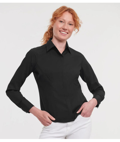 Ladies' Long Sleeve Fitted Polycotton Poplin Shirt