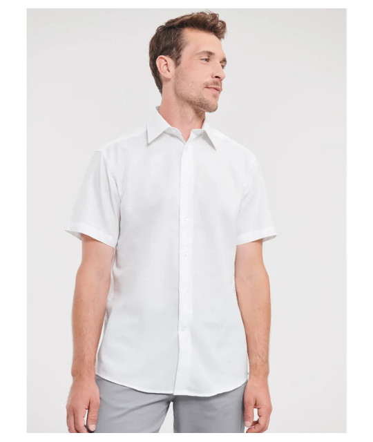 Russell Athletic Collection Men's Short Sleeve Tailored Oxford Shir...