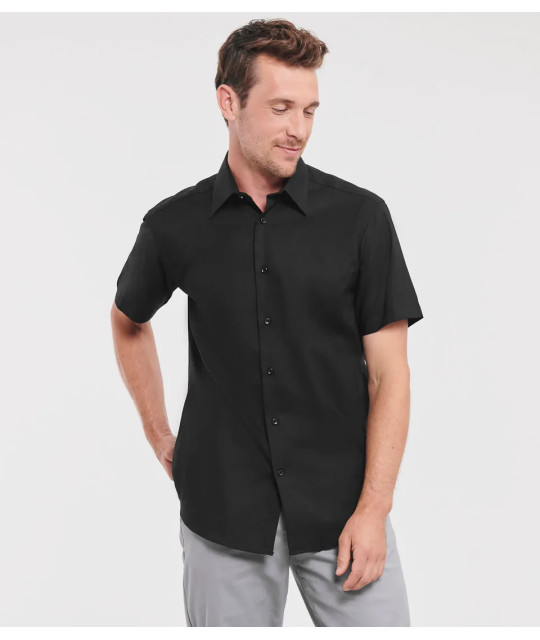 Russell Athletic Collection Men's Short Sleeve Tailored Oxford Shir...