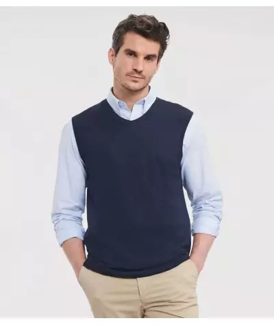 Russell Athletic Collection Men's V-Neck Sleeveless Knitted Pullove...