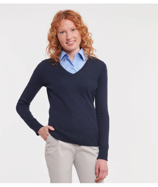 Russell Athletic Collection Ladies´ V-Neck Knitted Pullover | ADT T...