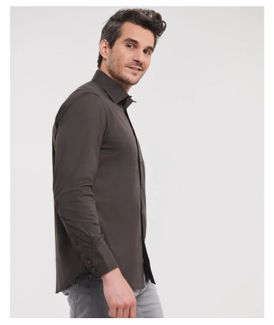 Russell Athletic Collection Men's Long Sleeve Fitted Stretch Shirt ...