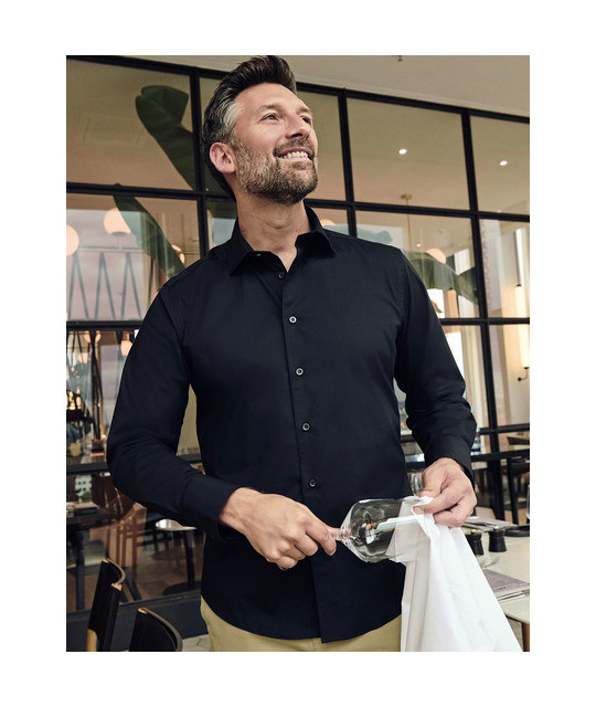 Men's Long Sleeve Fitted Stretch Shirt