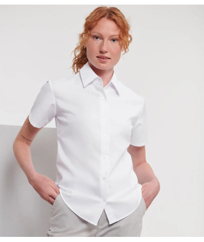 Russell Athletic Collection Ladies' Short Sleeve Tailored Oxford Sh...