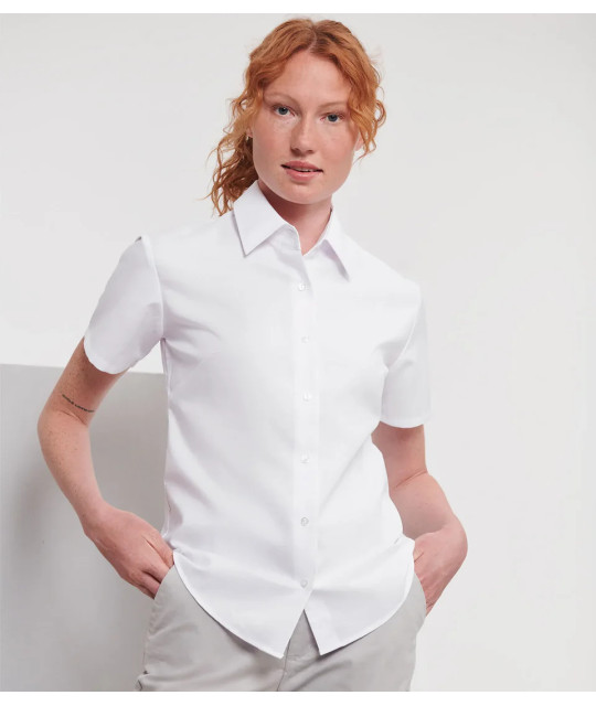 Russell Athletic Collection Ladies' Short Sleeve Tailored Oxford Sh...
