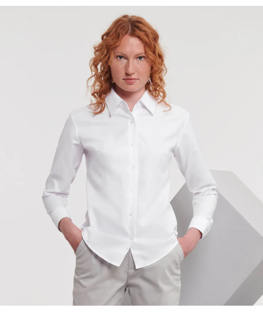 Russell Athletic Collection Ladies' Long Sleeve Tailored Oxford Shi...