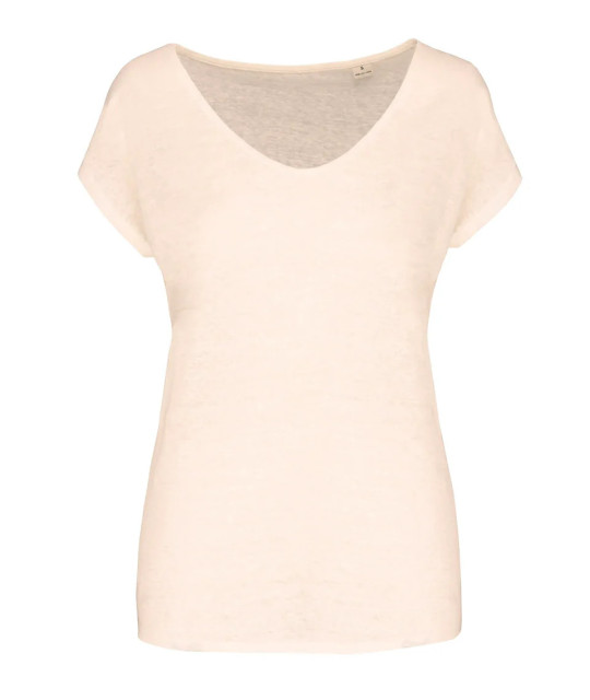 Ladies' V-neck Linen T-shirt