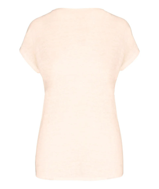 SPASSO Ladies' V-neck Linen T-shirt | ADT Tryck
