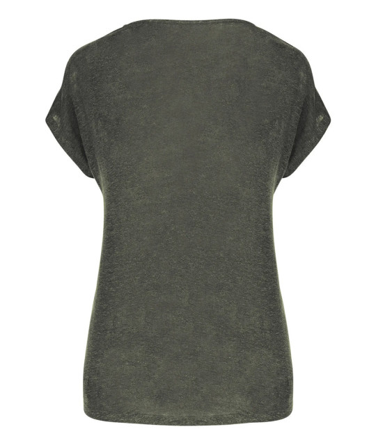 SPASSO Ladies' V-neck Linen T-shirt | ADT Tryck