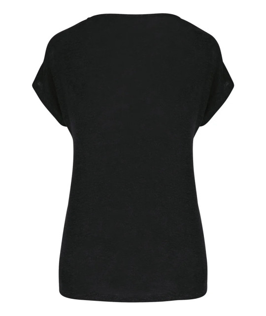 SPASSO Ladies' V-neck Linen T-shirt | ADT Tryck