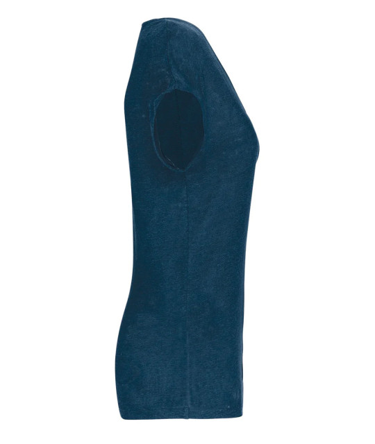 SPASSO Ladies' V-neck Linen T-shirt | ADT Tryck