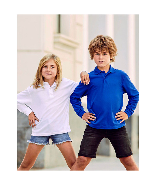 Fruit of the Loom Kids´ Long Sleeve 65/35 Polo | ADT Tryck