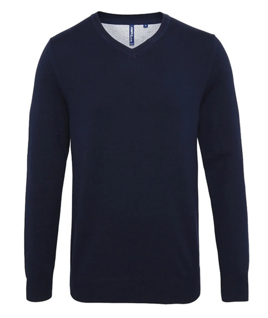 Asquith&Fox Men's cotton blend v-neck sweater | ADT Tryck