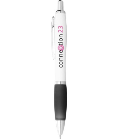 ADT Nash ballpoint pen with white barrel and coloured grip