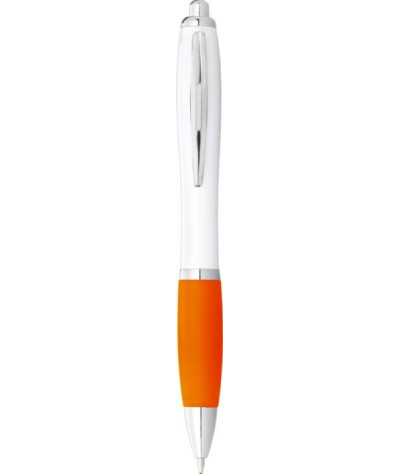ADT Nash ballpoint pen with white barrel and coloured grip