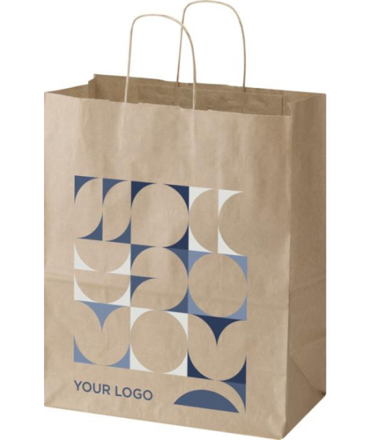 Kraftpapperspåse, 25x15x32 cm, 80–90 g/m2 med tvinnade handtag